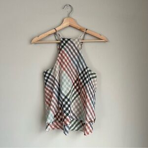 American Eagle Multicolor Plaid High Neck Tank Top Size Small